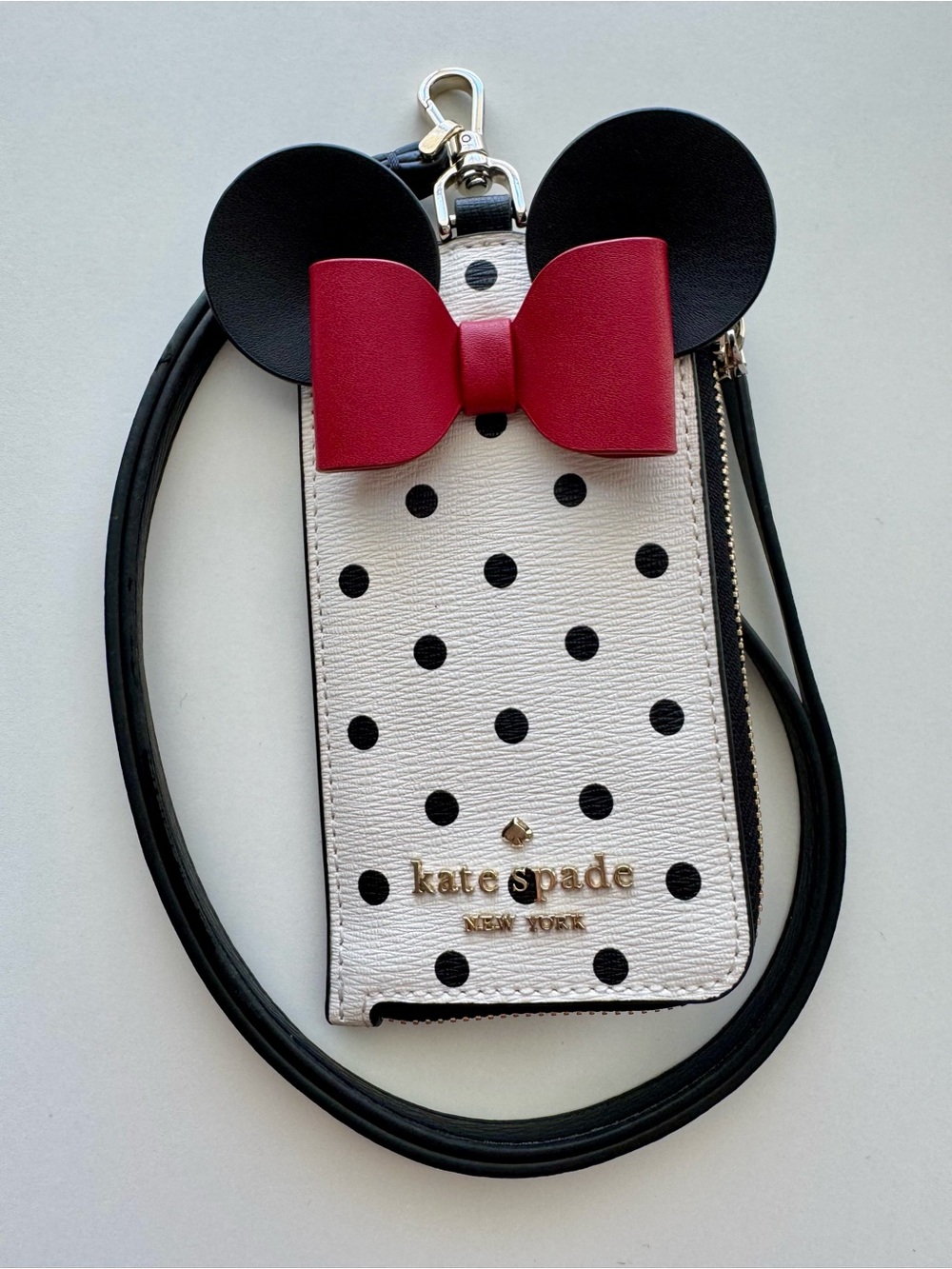 kate spade Kids Polka Dot Minnie Cardholder Lanyard - White, Black & Red